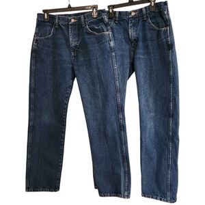 Lot Of 2 Rustler Blue Jeans Mens Sz 32X30 Straight Leg Regular Fit Medium Wash